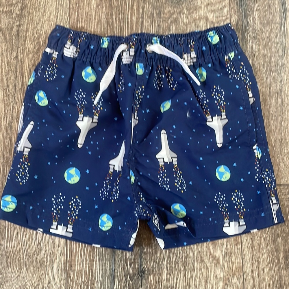 Hanna Andersson swim trunks with spaceships size 18 to 24 months